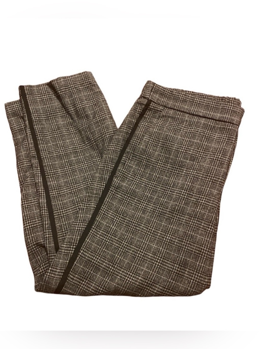 Old Navy Size 12 Grey Plaid Tuxedo Stripe Cropped Ankle Pants Dark Academia